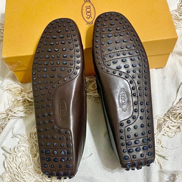 TOD\'S Brown Gommino Morsetto Club Printed Leather Driving Shoe
